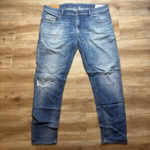 Diesel Jeans Men 38x32 Blue Thommer Slim Skinny Fit Stretch Destroyed Wash 084GR